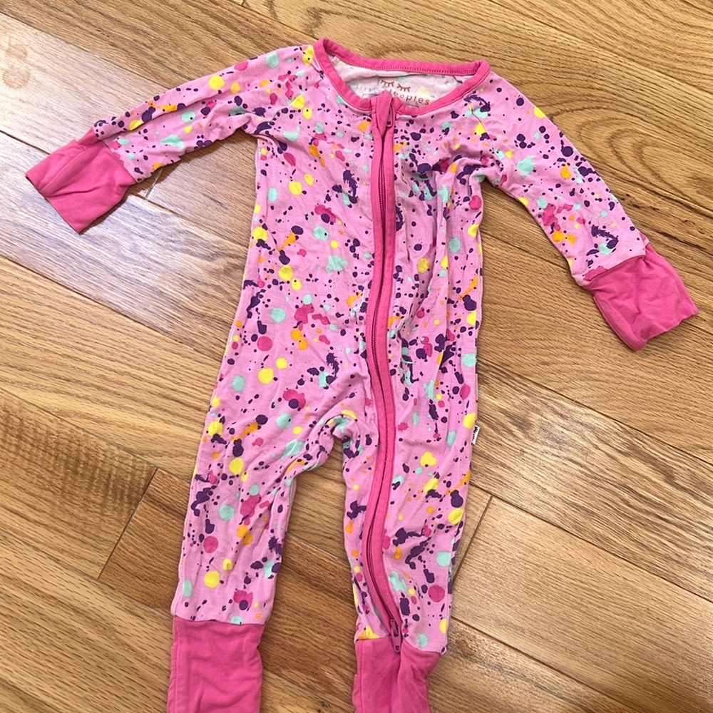 Pink Paint Splatter Little Sleepies NB GUC